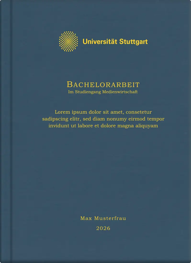 Hardcover matt blau- Laserprägung Individuell- in Gold mit Logo, Titel, Thema, Name usw.