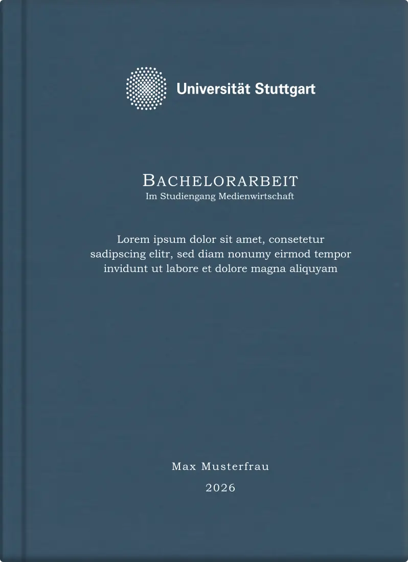 Hardcover matt blau- Laserprägung Individuell- in Silber mit Logo, Titel, Thema, Name usw.