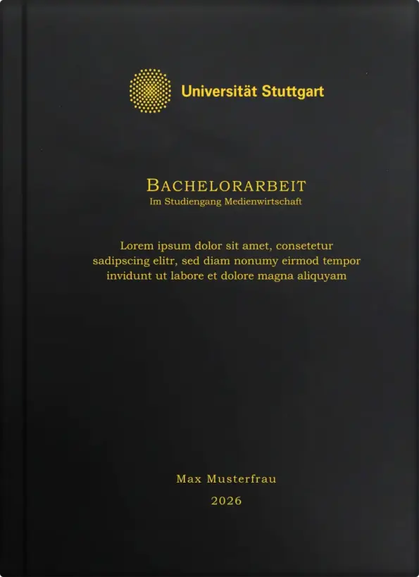 Hardcover matt schwarz - Laserprägung Individuell- in Gold mit Logo, Titel, Thema, Name usw.