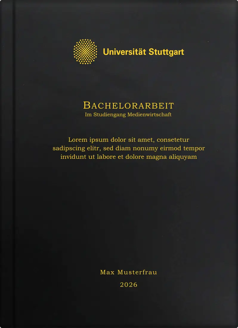 Hardcover matt schwarz - Laserprägung Individuell- in Gold mit Logo, Titel, Thema, Name usw.