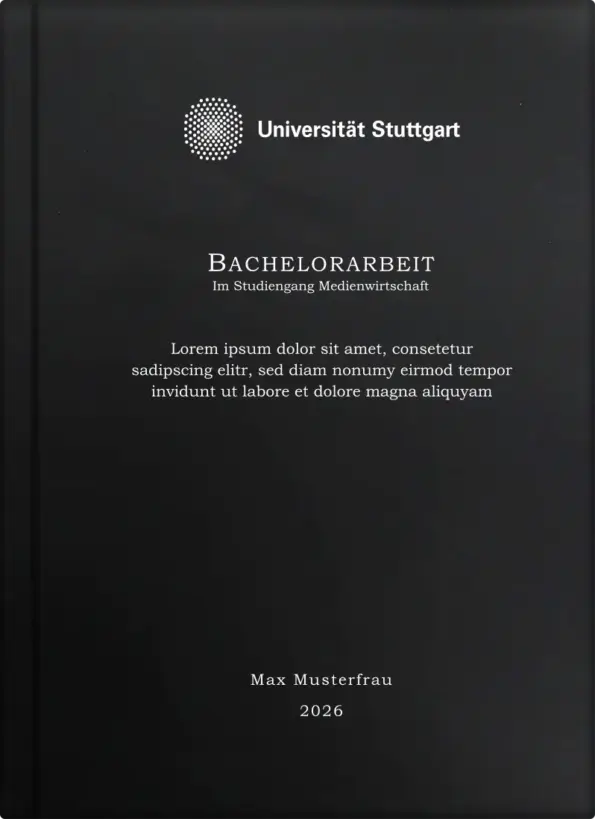 Hardcover matt schwarz - Laserprägung Individuell- in Silber mit Logo, Titel, Thema, Name usw.