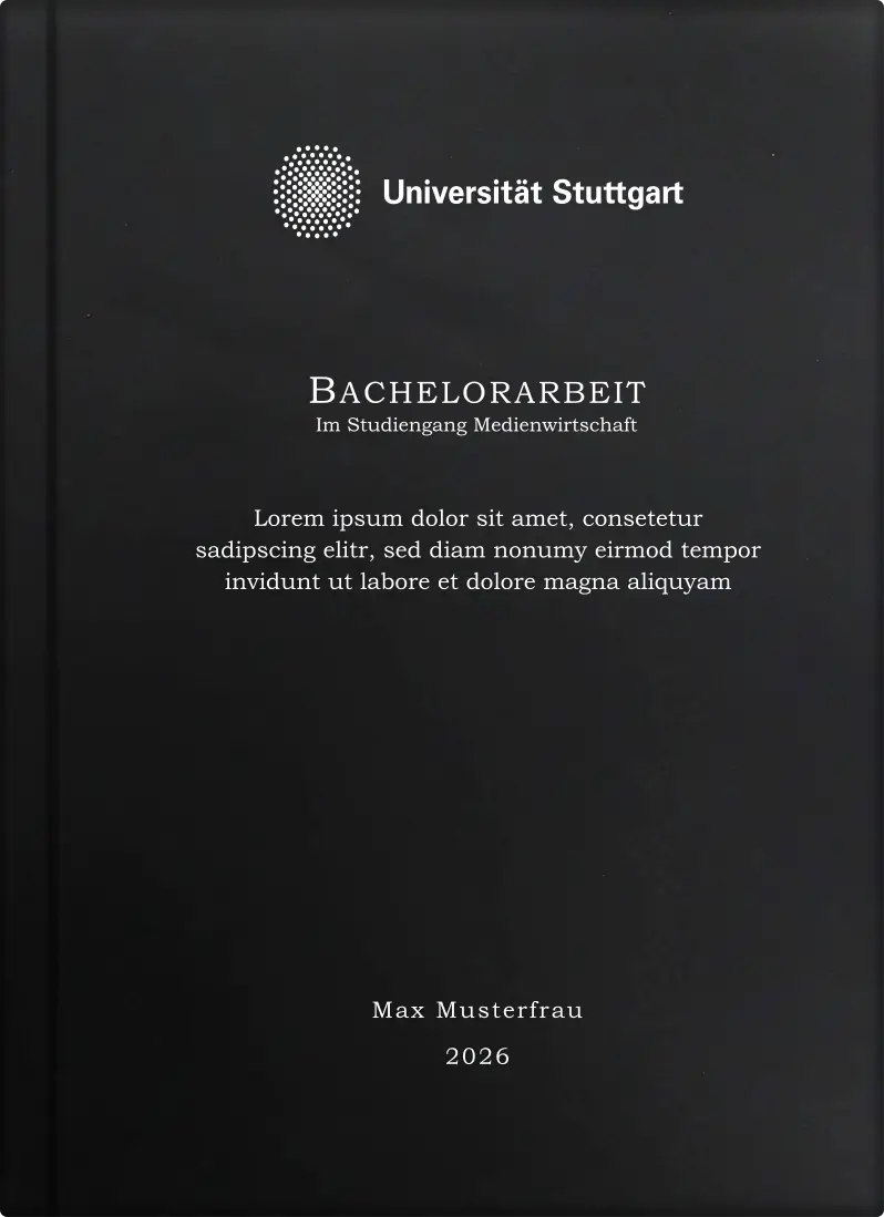 Hardcover matt schwarz - Laserprägung Individuell- in Silber mit Logo, Titel, Thema, Name usw.