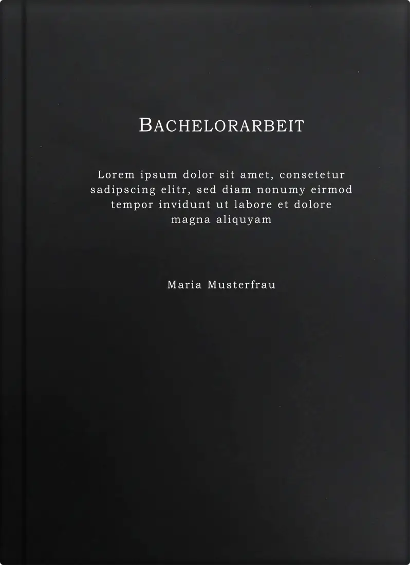 Hardcover matt schwarz - Laserprägung Plus - in Silber mit Titel, Thema, Name